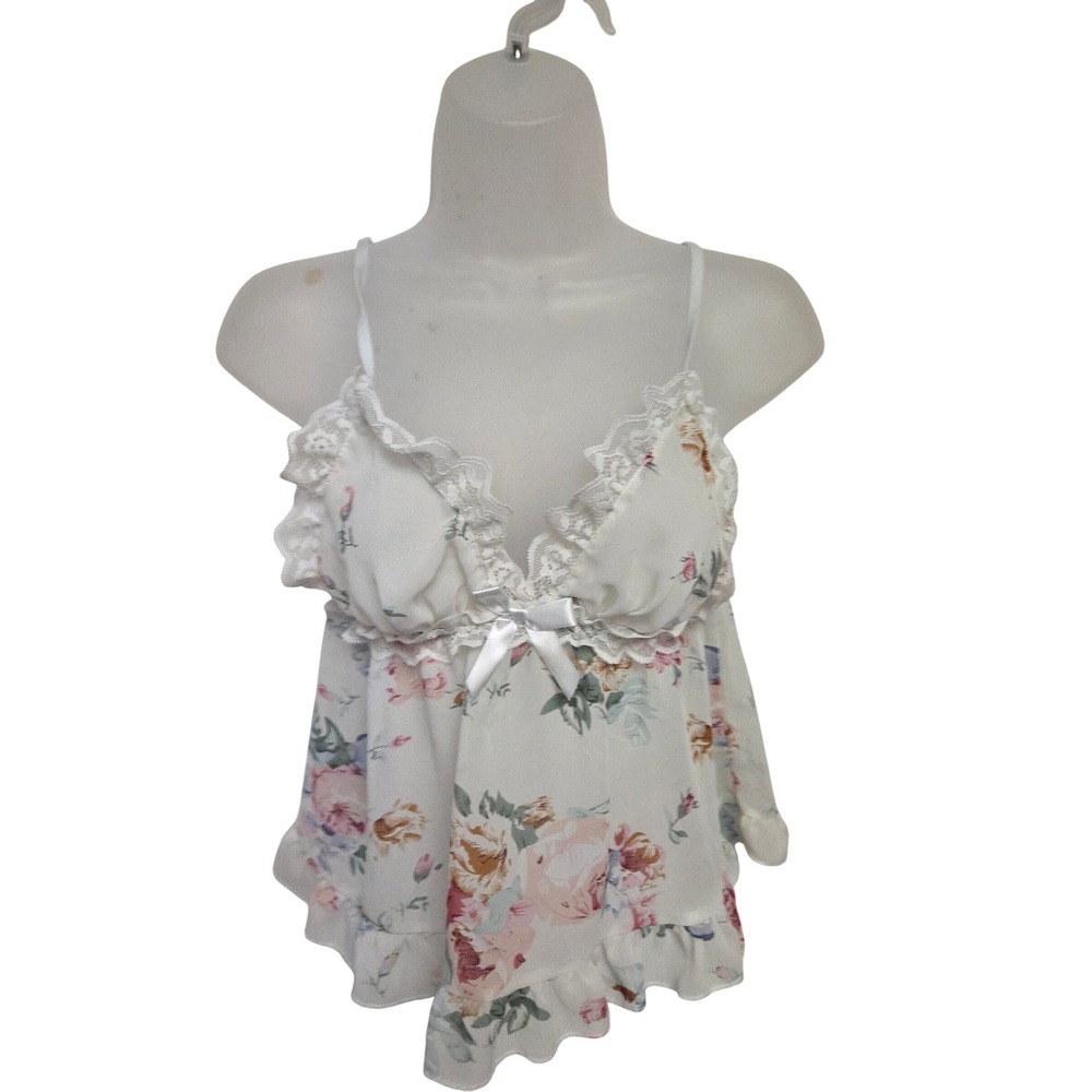 Sheer Floral Babydoll Chemise Lace‎ Trim Cami Nightgown Women's